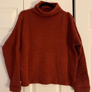 Madewell Belmont Mockneck Ribbed Sweater Size M Burnt Orange